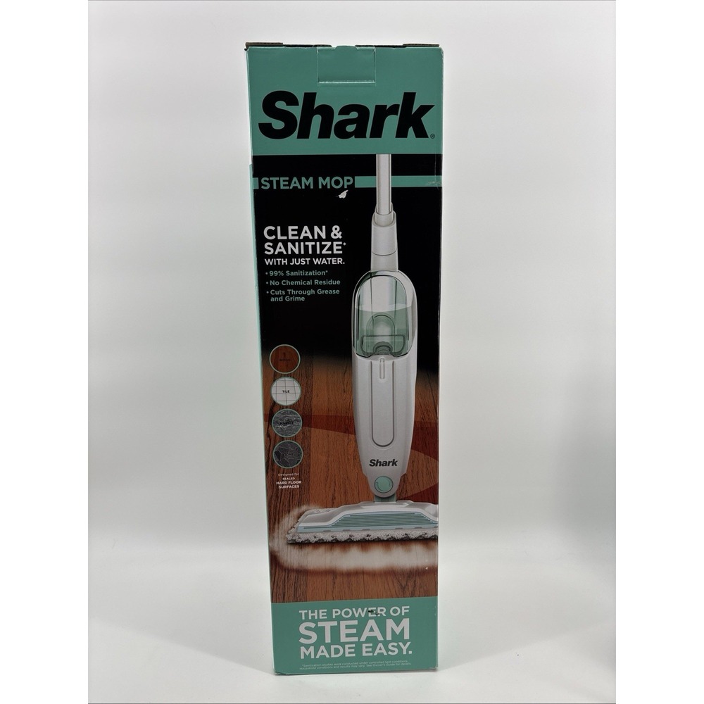 Brand New Shark S1000 Steam Mop with 2 Machine Washable Dirt Grip Pads - White